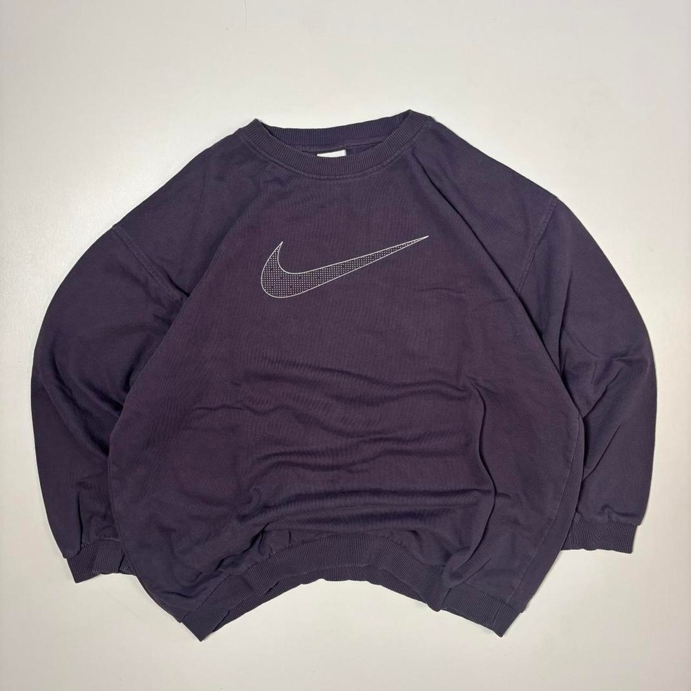 Vtg Purple Nike Swoosh Crewneck Sweatshirt - Extra Large